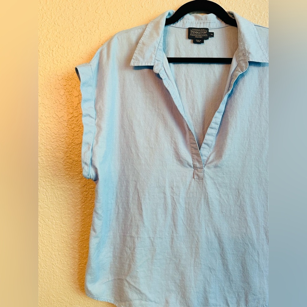 Pendleton 100% Cotton Collared Split Neck Sleevel… - image 4